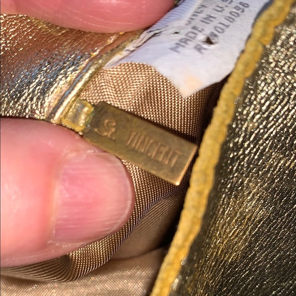 St. Vincent gold leather midi skirt. Gorgeous!  Perfect for the holidays! - Picture 4 of 7